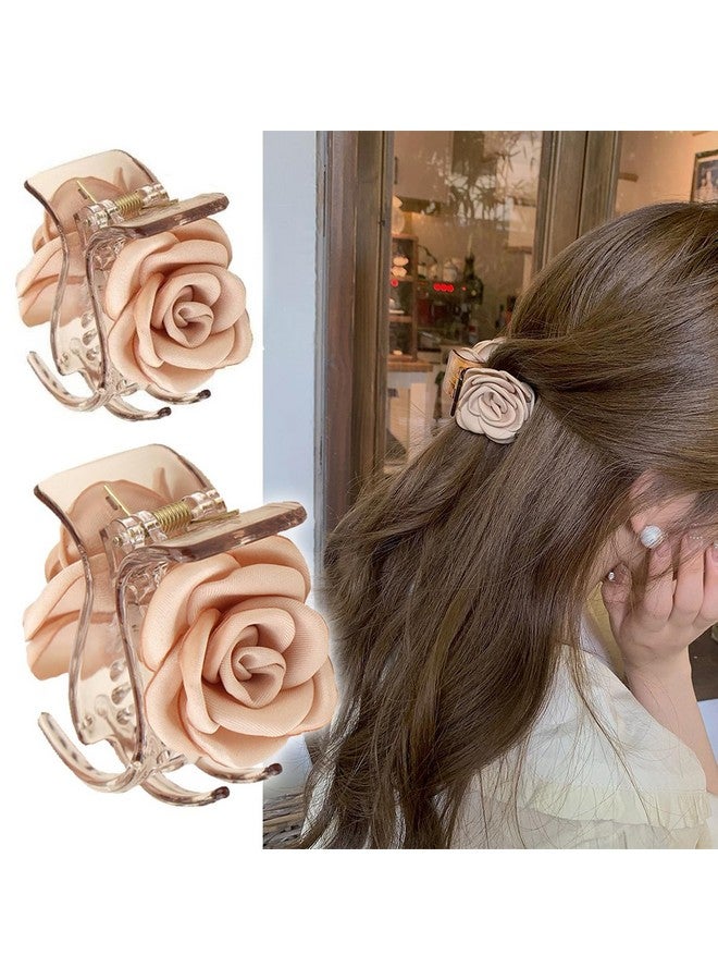 Agirlvct 3 Pack Hair Clip Medium 1.61 Inch Small Hair Claw Clips For High Ponytailshark Hair Clips For Thick Thin Long Hair(Pink Rose) - Image 1