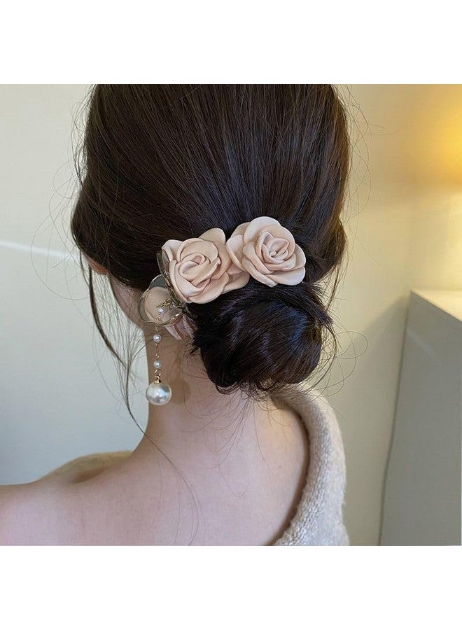 Agirlvct 3 Pack Hair Clip Medium 1.61 Inch Small Hair Claw Clips For High Ponytailshark Hair Clips For Thick Thin Long Hair(Pink Rose) - Image 4
