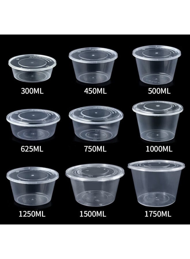 Temeiju Disposable Round Transparent Plastic Fast Food Box Thickened With Lid Packing Box Tableware 50 Sets 1500 Type - Image 3