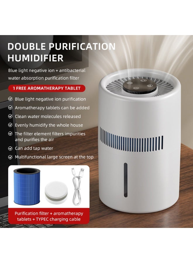 RUKYU Humidifier And Air Purifier In One 4L Humidifier Large Cool Mist Humidifier Diffuser Purifier Humidifier for Bedroom With Mist Level Controland Purification Filter That Removes Impurities - Image 1