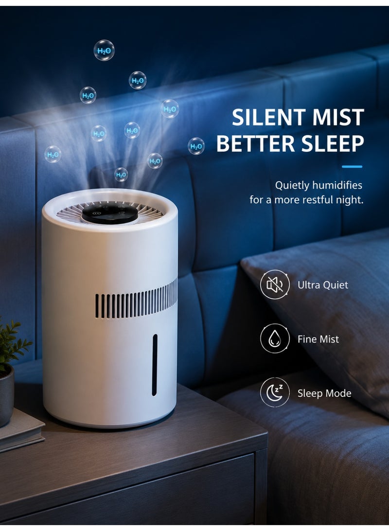 RUKYU 4L Cool Mist Humidifier & Air Purifier with Top Fill Design, Aroma Diffuser, Adjustable Mist Control, Quiet Large Capacity Air Humidifier for Bedroom, Living Room, Office & Home, White - Image 3