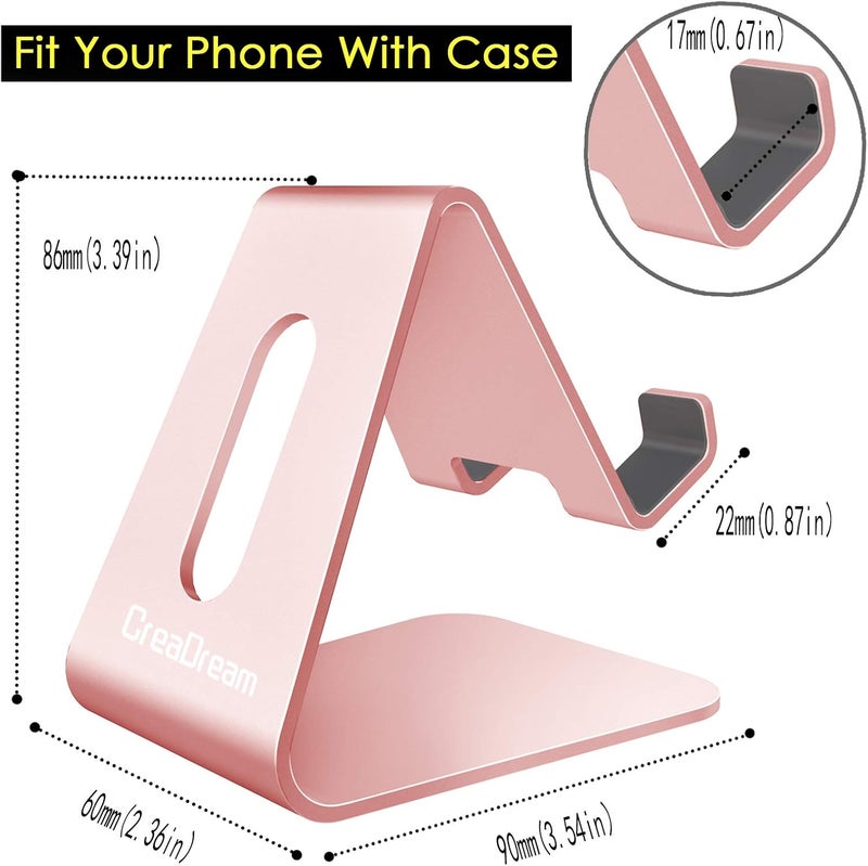 CreaDream Cell Phone Stand, Cradle, Holder, Aluminum Desktop Stand Compatible with Switch, All Smart Phone, iPhone 15 14 13 12 Pro Max Plus Mini Xr X Se 8 SE -Rose Gold - Image 5