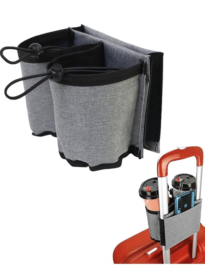 حامل أكواب لحقيبة السفر، حامل أكواب للطائرة للسفر، للمسافرين لحمل المشروبات والقهوة والزجاجات والوجبات الخفيفة (رمادي) - Image 1