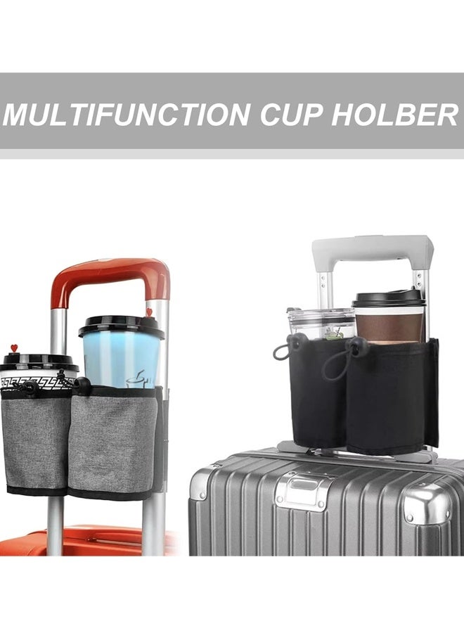 حامل أكواب لحقيبة السفر، حامل أكواب للطائرة للسفر، للمسافرين لحمل المشروبات والقهوة والزجاجات والوجبات الخفيفة (رمادي) - Image 4