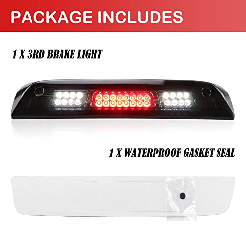 Gubebaili 3rd Brake Light for Chevrolet Silverado/for GMC Sierra 1500 2014-2018, 2500HD 3500HD 2015-2018, LED Third Brake Light Rear Cargo Lamp High Mount Stop light, Smoke Lens - Image 3