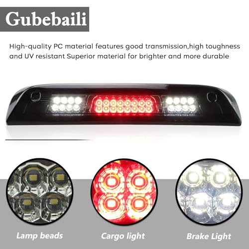 Gubebaili 3rd Brake Light for Chevrolet Silverado/for GMC Sierra 1500 2014-2018, 2500HD 3500HD 2015-2018, LED Third Brake Light Rear Cargo Lamp High Mount Stop light, Smoke Lens - Image 5