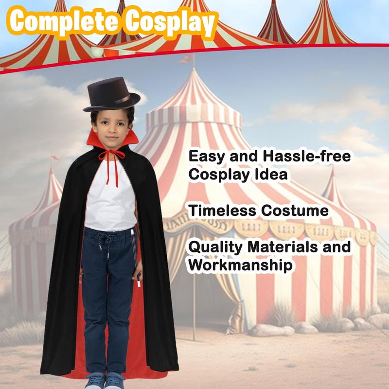 Home Smart Magician Cloak Stand Collar Cloak for Kid's Magician Role Play Costume Set with Hat and Wand for Party - Image 4