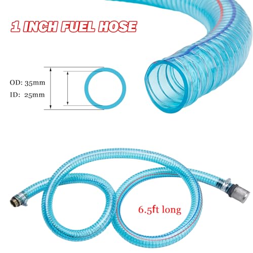 GDDGHS Fuel Hose 1 inch Suction Hose, Fuel Transfer Hose for Fuel/Oil/Diesel/Kerosene/Gasoline Transfer Pump, 1 Inch Fuel Pump Hose with 3/4 &1 Inch Threaded Couplings (6.5FT Long) - Image 2