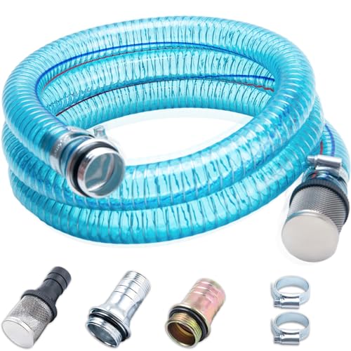 GDDGHS Fuel Hose 1 inch Suction Hose, Fuel Transfer Hose for Fuel/Oil/Diesel/Kerosene/Gasoline Transfer Pump, 1 Inch Fuel Pump Hose with 3/4 &1 Inch Threaded Couplings (6.5FT Long) - Image 1