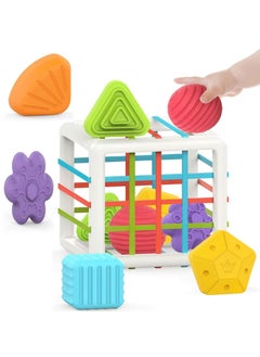 Montessori Toys for 1 Year Old,Baby Sorter Toy Colorful Cube and 6 Pcs Multi Sensory Shape, Toddler Developmental Learning Toys Birthday Gifts,Baby Toys 6-12-18 Months