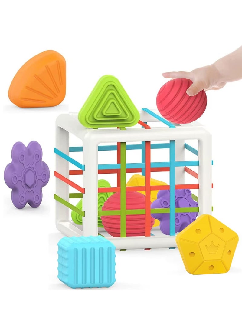 ORiTi - Montessori Toys for 1 Year Old,Baby Sorter Toy Colorful Cube and 6 Pcs Multi Sensory Shape, Toddler Developmental Learning Toys Birthday Gifts,Baby Toys 6-12-18 Months - Image 1