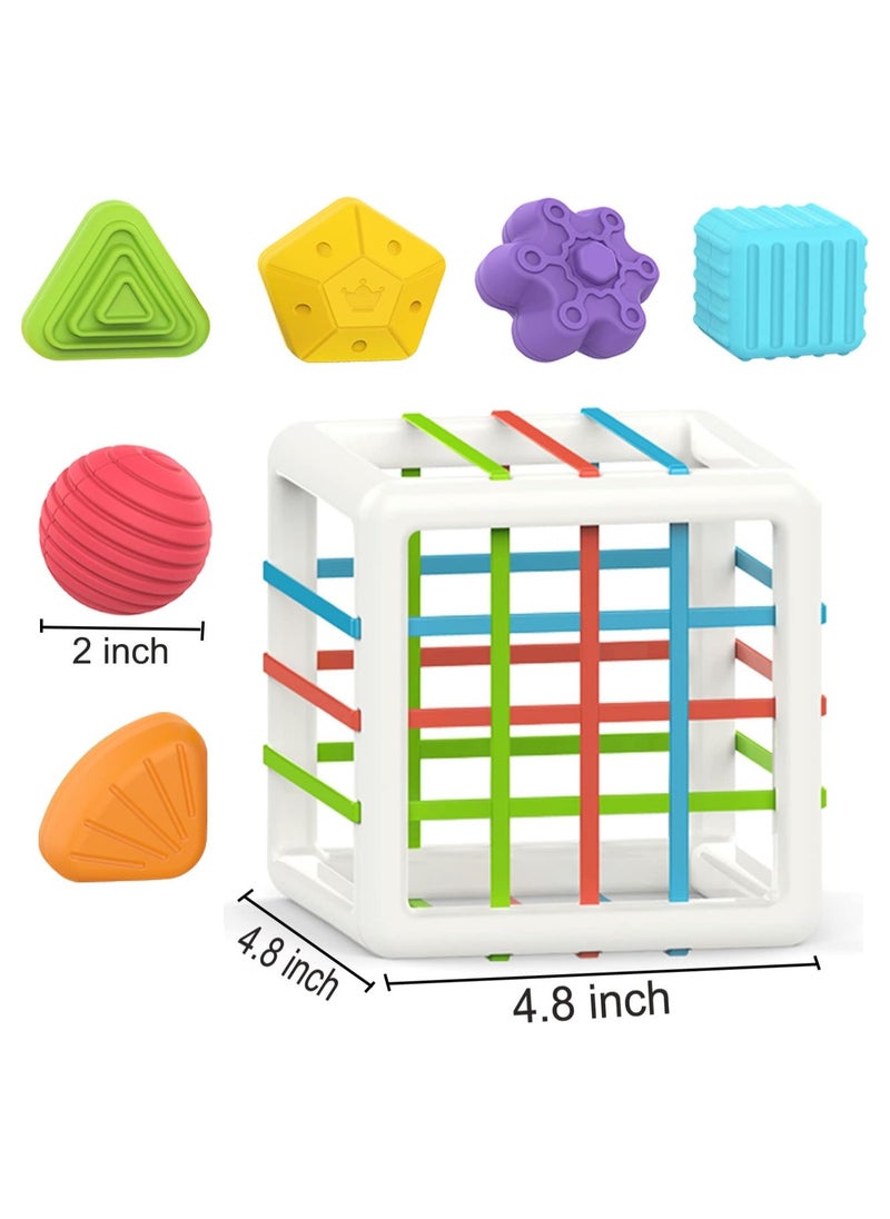 ORiTi - Montessori Toys for 1 Year Old,Baby Sorter Toy Colorful Cube and 6 Pcs Multi Sensory Shape, Toddler Developmental Learning Toys Birthday Gifts,Baby Toys 6-12-18 Months - Image 1