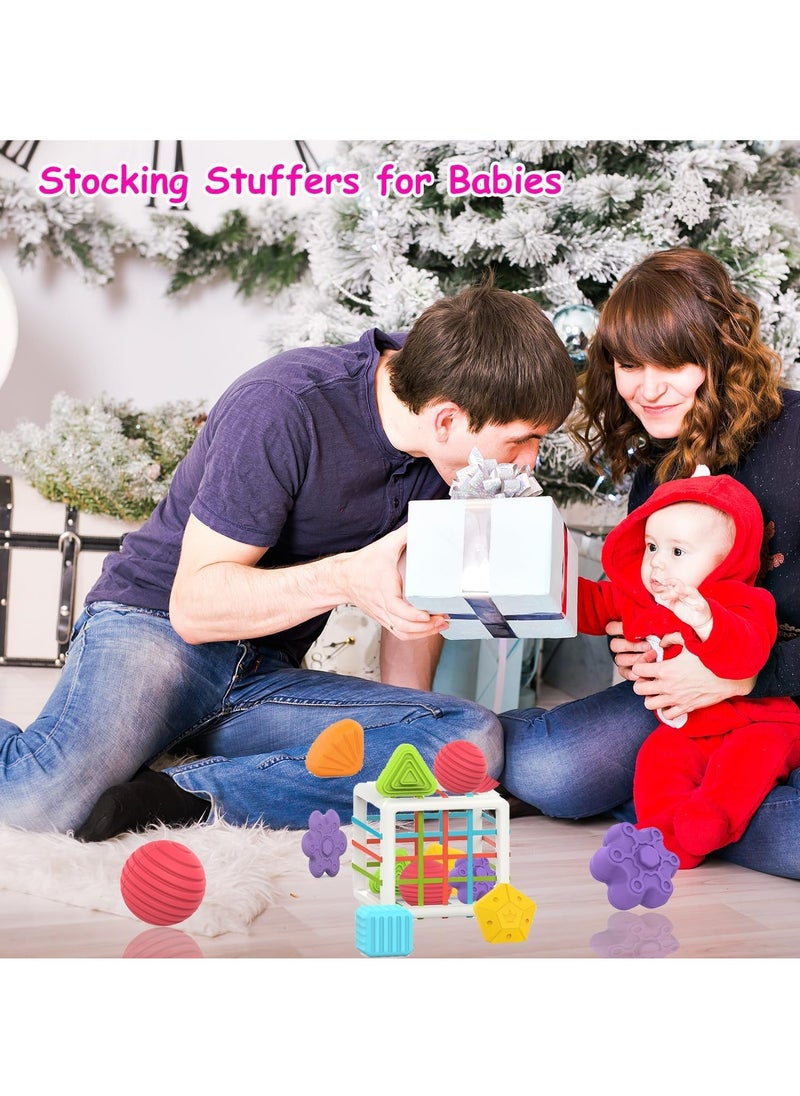 ORiTi - Montessori Toys for 1 Year Old,Baby Sorter Toy Colorful Cube and 6 Pcs Multi Sensory Shape, Toddler Developmental Learning Toys Birthday Gifts,Baby Toys 6-12-18 Months - Image 1