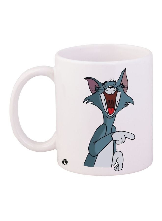 RYN Tom Printed Coffee Mug White/Grey/Red 11ounce