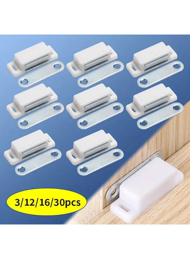 16pcs Magnetic Cabinet Door Locks Easy Install White Plastic Secure Storage Durable - Image 2