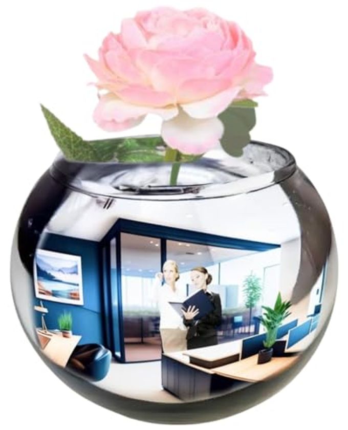 TIDYFRIEND CONVEX MIRROR VASE SILVER CUBICLE DECORATIONS 6 INCH MULTIPURPOSE DESK MIRROR TO SEE BEHIND YOU AESTHETIC OFFICE CUBICLE ACCESSORIES OFFICE DECOR ORGANIZER