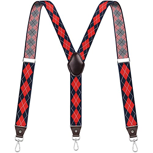 Vauhse Suspenders for Men, Adjustable Suspenders with Elastic Straps Y-Back Construction Heavy Duty for Work (Schottland) - Image 1