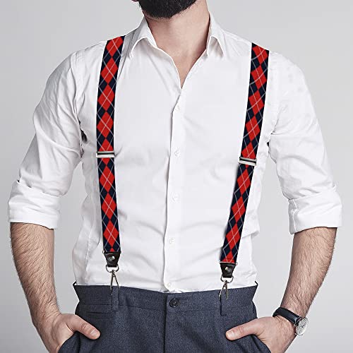 Vauhse Suspenders for Men, Adjustable Suspenders with Elastic Straps Y-Back Construction Heavy Duty for Work (Schottland) - Image 5