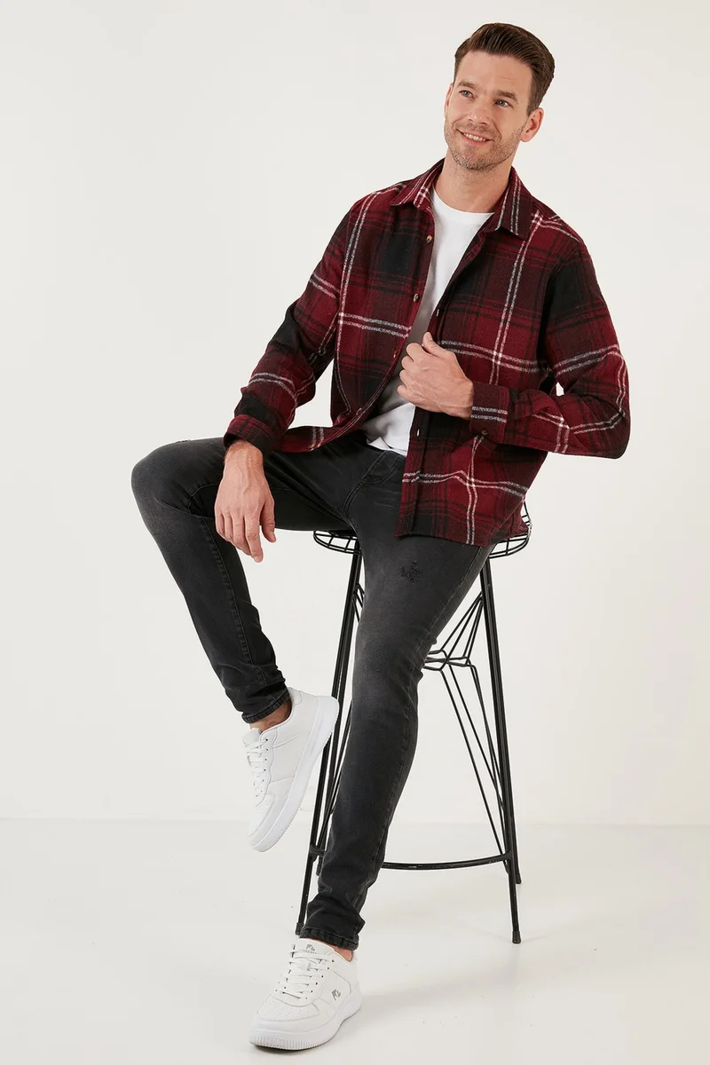 بوراتي Plaid Long Sleeve Slim Fit Winter Shirt Men's SHIRT CF21W112844
