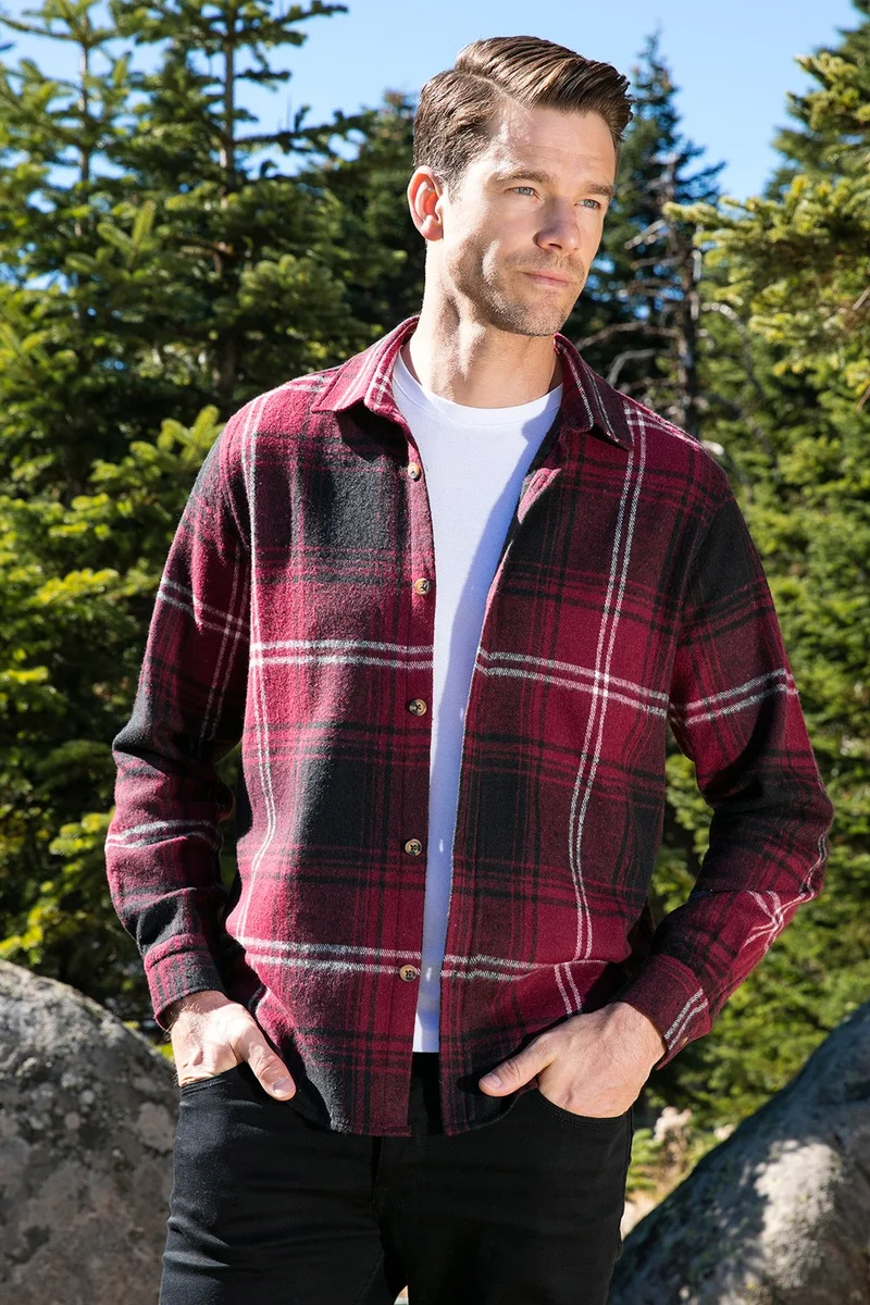 بوراتي Plaid Long Sleeve Slim Fit Winter Shirt Men's SHIRT CF21W112844