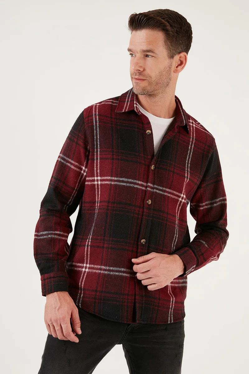 بوراتي Plaid Long Sleeve Slim Fit Winter Shirt Men's SHIRT CF21W112844