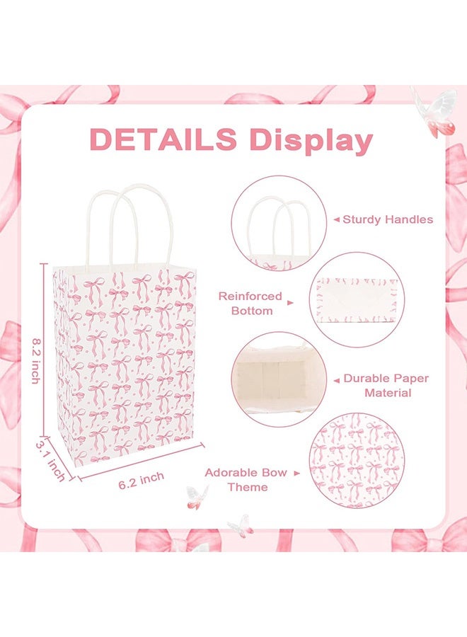 إم إكس إن 10 قطع من أكياس الهدايا الورقية على شكل فيونكة، أكياس حلوى لحفلات أعياد الميلاد، حقيبة هدايا وردية على شكل فيونكة مع مقابض لمستلزمات حفلات الخطوبة والزفاف - Image 3