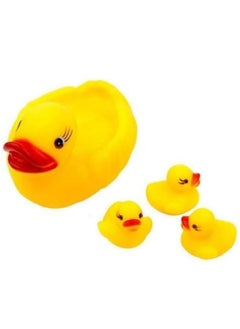 4 Rubber ducks , Mother And 3 Baby , Yellow Duck for Swimming Bath Toys Children Water Play  - Image 2