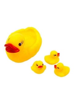 4 Rubber ducks , Mother And 3 Baby , Yellow Duck for Swimming Bath Toys Children Water Play  - Image 4