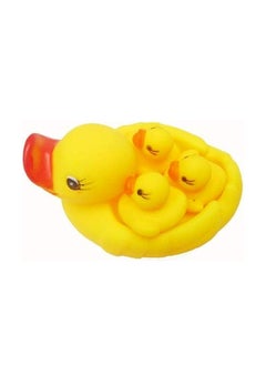 4 Rubber ducks , Mother And 3 Baby , Yellow Duck for Swimming Bath Toys Children Water Play  - Image 5