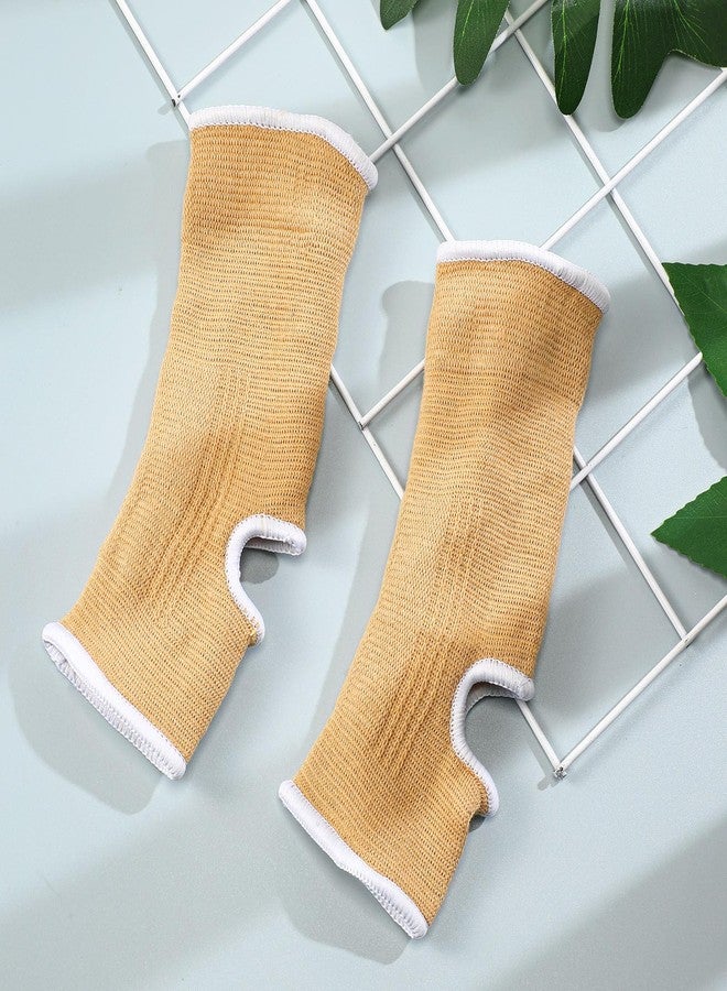 Haysandy 4 Pieces/ 2 Pair Kids Ankle Support Brace Elastic Kids Compression Socks Knitted Ankle Sleeve for Jogging Running Fitness(Beige,5-10 Years) - Image 5