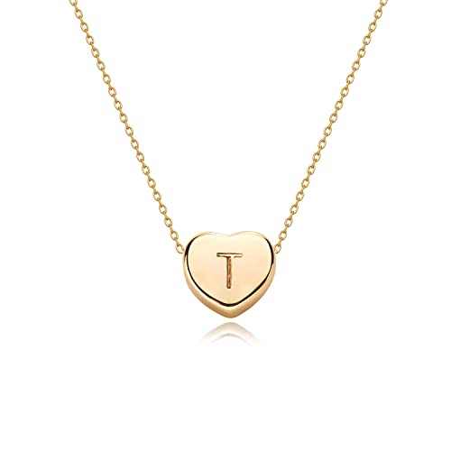 Fettero Tiny Gold Initial Heart Necklace-14K Gold Plated Handmade Dainty Personalized Letter Heart Choker Necklace For Women Necklace Jewelry - Image 1