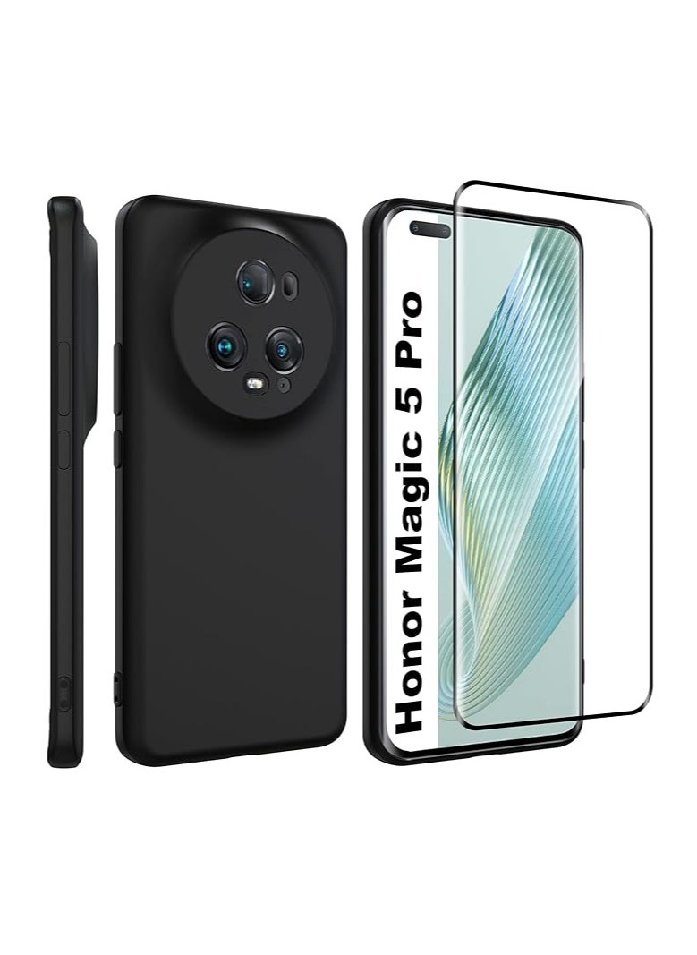 General Honor Magic 5 Pro Phone Case + [1 Pack] Honor Magic 5 Pro Tempered Glass 3D Screen Protector, Soft Silicone Phone Case TPU [Scratch Resistant] [Slim] [Shock Resistant]  - Image 1