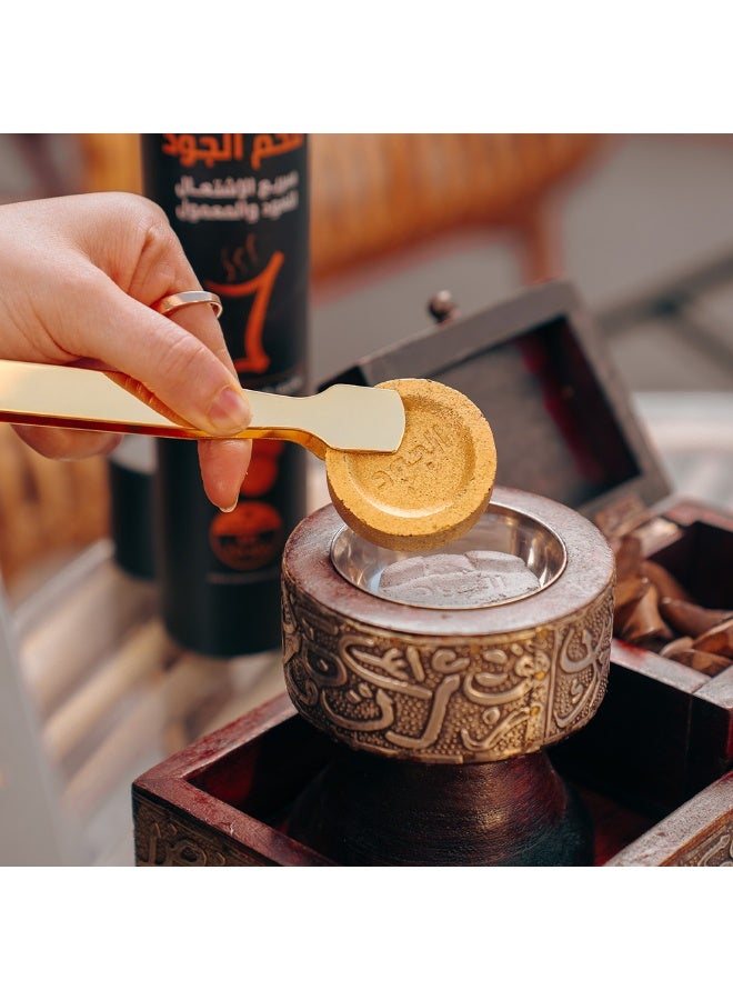aljood coal Golden circular charcoal, quickly flammable for oud and maamoul, golden, 15 very large tablets - Image 2