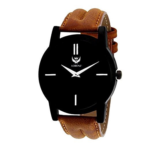 LORENZ Analogue Men's Watch (Black Dial Brown Colored Strap) - Image 3