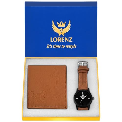LORENZ Analogue Men's Watch (Black Dial Brown Colored Strap) - Image 1