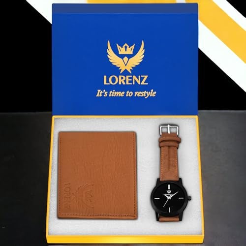 LORENZ Analogue Men's Watch (Black Dial Brown Colored Strap) - Image 2