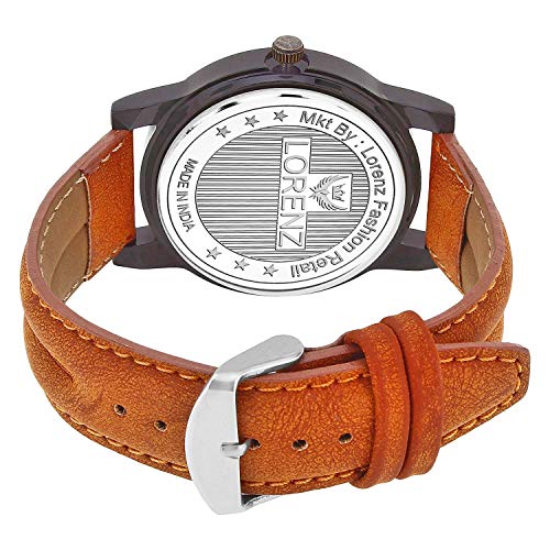 LORENZ Analogue Men's Watch (Black Dial Brown Colored Strap) - Image 4