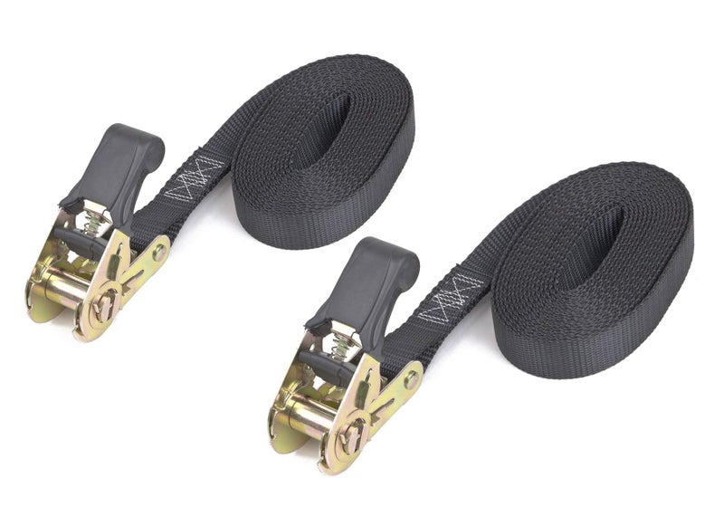 PowerTye Endless Ratchet Strap 1in x 10ft Easy Grip Hookless Tie Down Strap w 400 lb Working Load Limit 1200 lb Break Strength Ideal for Motorcycle Truck Beds Cargos Black 2Pack