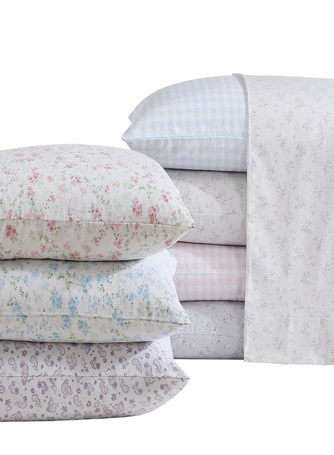 Shabby Chic® - ملاءات سرير بحجم كوين، طقم مفروشات من الفلانيل القطني، ديكور منزلي دافئ ومريح (إيلا بلو، كوين) - Image 5