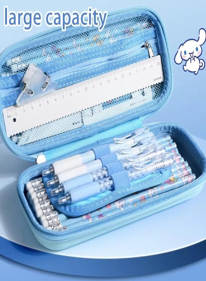 ADOERE Cinnamonmoroll Pencil Case for Girls, Aesthetic Large Capacity Pencil Pen Bag Gift for Students Kids Teens Back to School Pen Holder Box Organizer (Blue) - Image 3