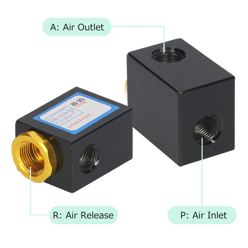 1/4-inch Quick Exhaust Valve One Way Pneumatic Air Flow Control Valve Aluminum Alloy - Image 3