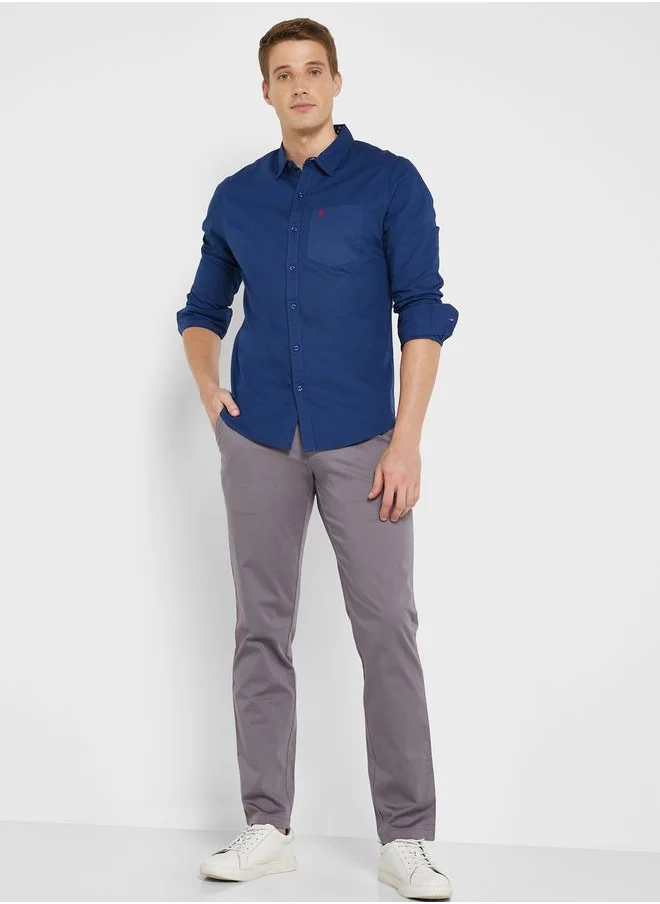 Thomas Scott Men Grey Slim Fit Easy Wash Sustainable Chinos Trousers