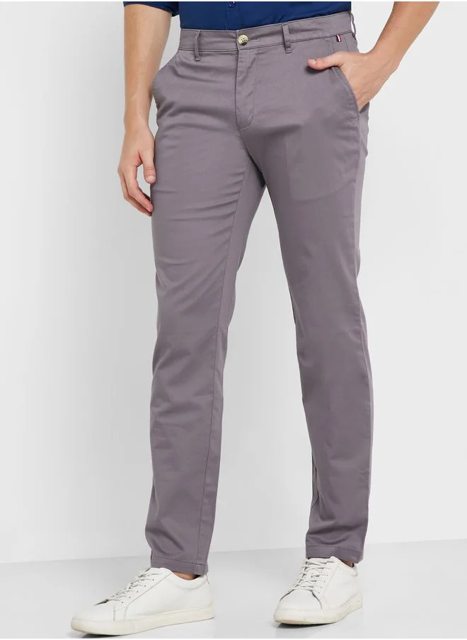 Thomas Scott Men Grey Slim Fit Easy Wash Sustainable Chinos Trousers