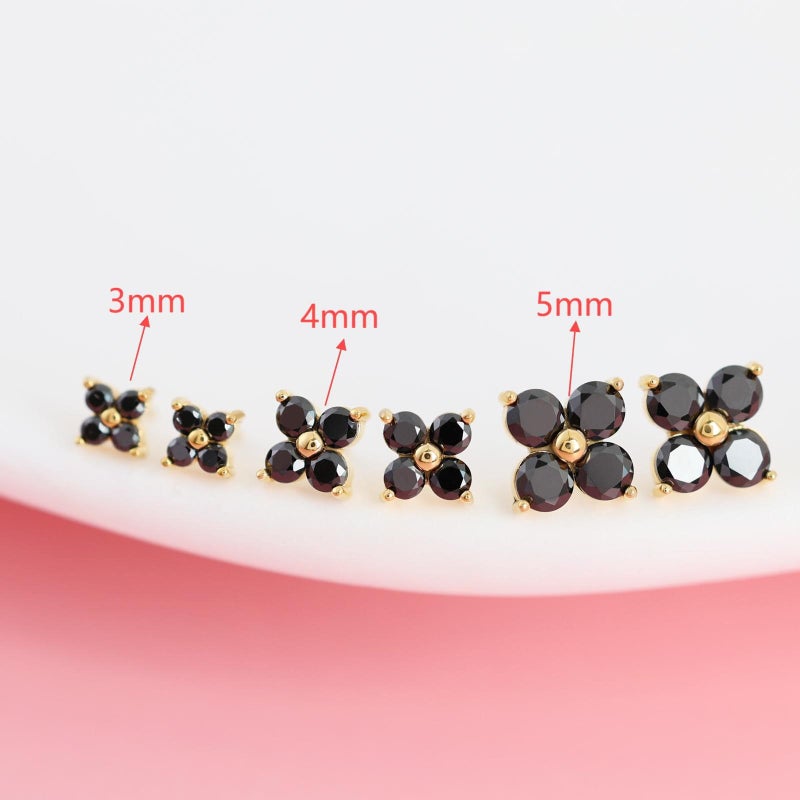 FANSING 16g Cartilage Earring 18k Gold-plated Tragus Stud 4mm CZ Birthstone Flower Flat Back Earrings for Helix Conch Threadless Push Pin Labret Stud March 16 Gauge 6mm - Image 4