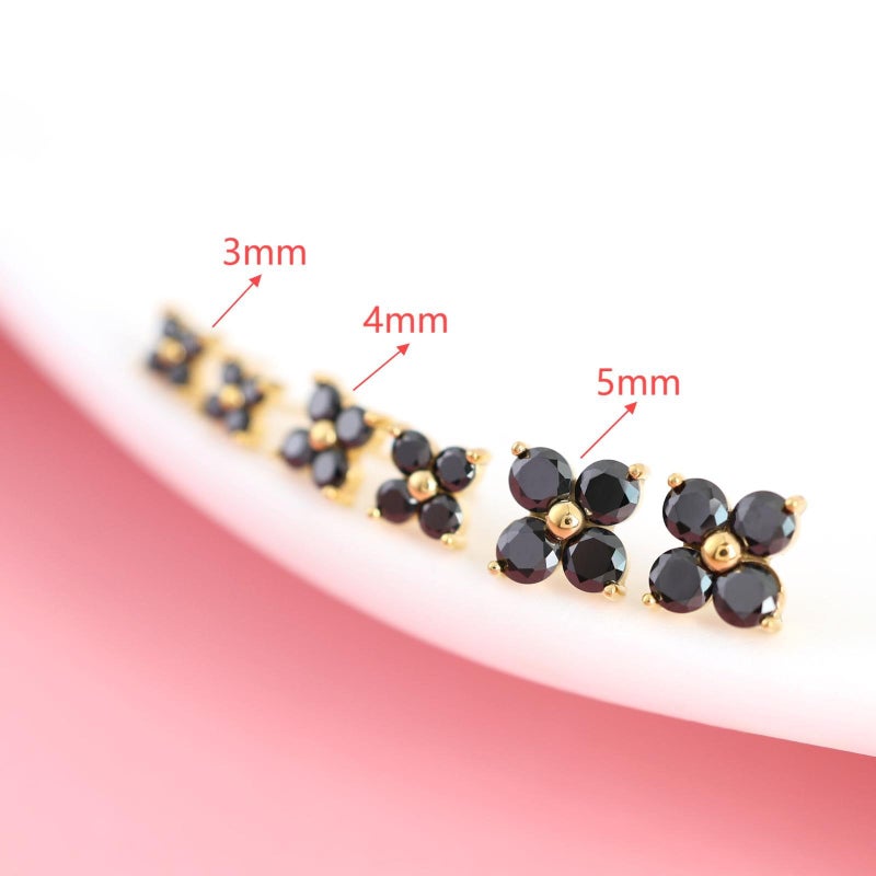 FANSING 16g Cartilage Earring 18k Gold-plated Tragus Stud 4mm CZ Birthstone Flower Flat Back Earrings for Helix Conch Threadless Push Pin Labret Stud March 16 Gauge 6mm - Image 3