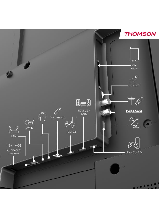 Thomson تلفاز ثومسون الذكي QLED مقاس 65 بوصة - موديل 2025 مع دقة دولبي فيجن وأتموس، تحكم صوتي ذكي، مساعد صوتي من جوجل، تصميم بدون إطار، يوتيوب ونتفليكس مدمجين، تصميم أرجل جانبية - Image 3