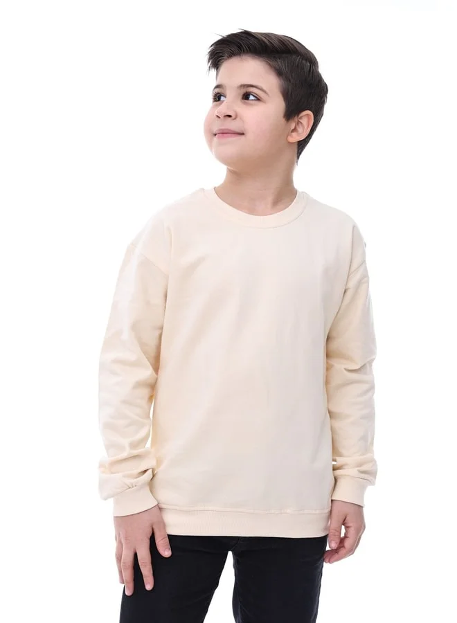 zuzunga Basic Bicycle Collar Ribbed Children's Sweatshirt 3-10 Years Cream.