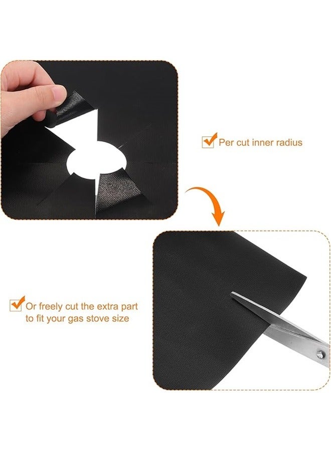 4-Piece Gas Stove Burner Cover Black 27 x 27cm，Gas Range Protectors Reusable Non-Stick Gas Stove Burner Cover Kitchen Washable Stove Liner for Keeps Stovetop Clean, Black - Image 4