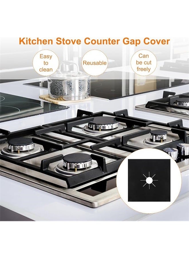 4-Piece Gas Stove Burner Cover Black 27 x 27cm，Gas Range Protectors Reusable Non-Stick Gas Stove Burner Cover Kitchen Washable Stove Liner for Keeps Stovetop Clean, Black - Image 5