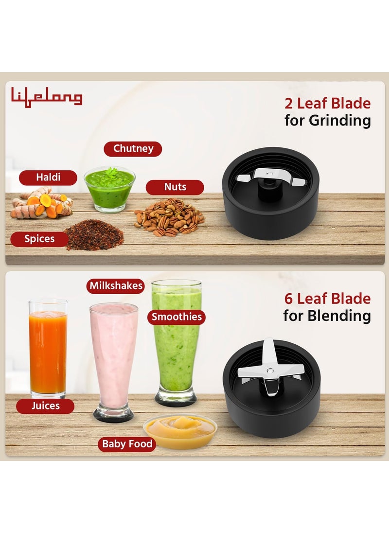 Lifelong - Lifelong Nutri Blender for Smoothies and Juices 100% Copper Motor- 1000 Watt & 22000 RPM | Detachable Handle 3 jars Mixer Grinder, Electric Blender for Kitchen, Fruits & Vegatable, 6 Leaf Blade - Image 1